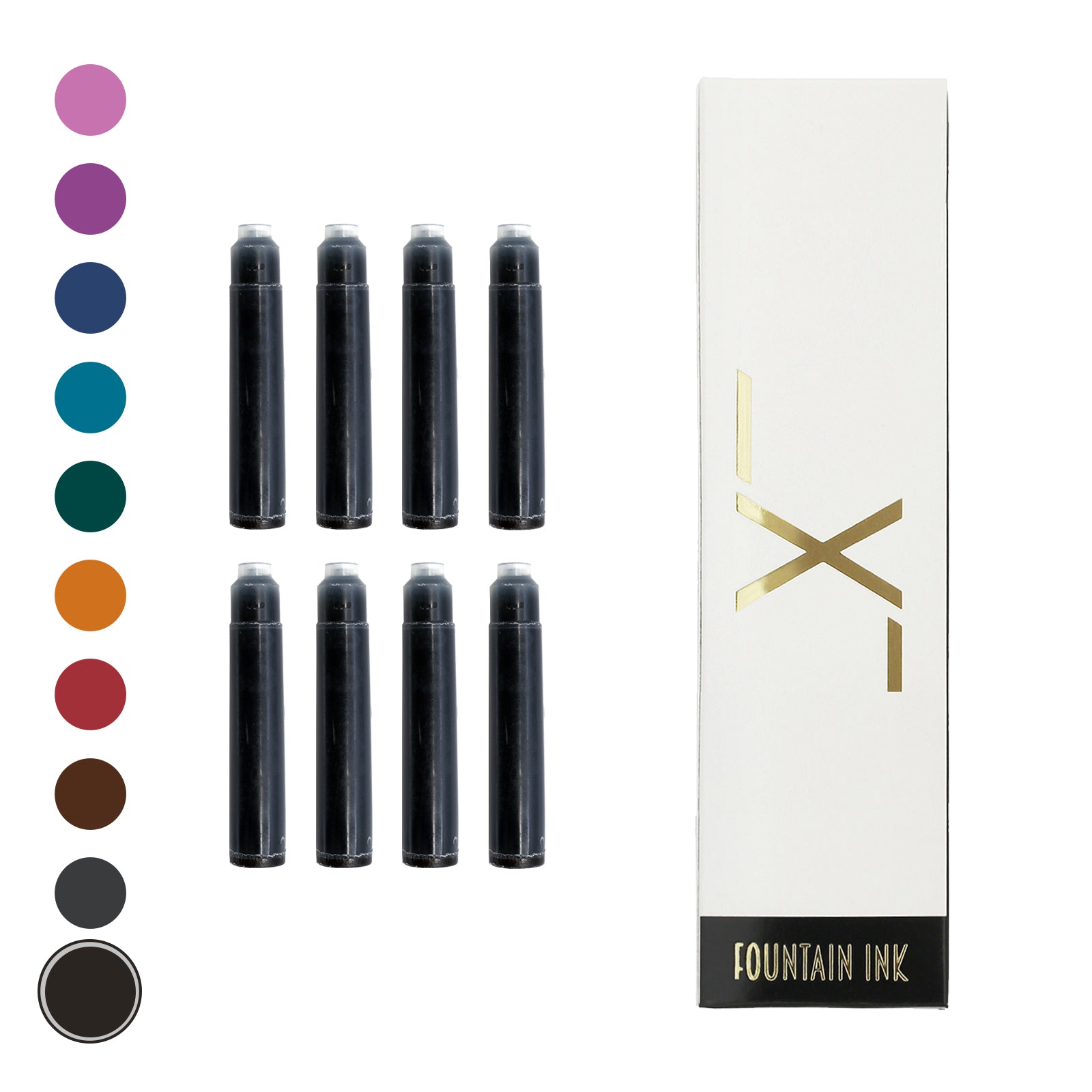 8 Xezo fountain pen ink cartridges with box - Black