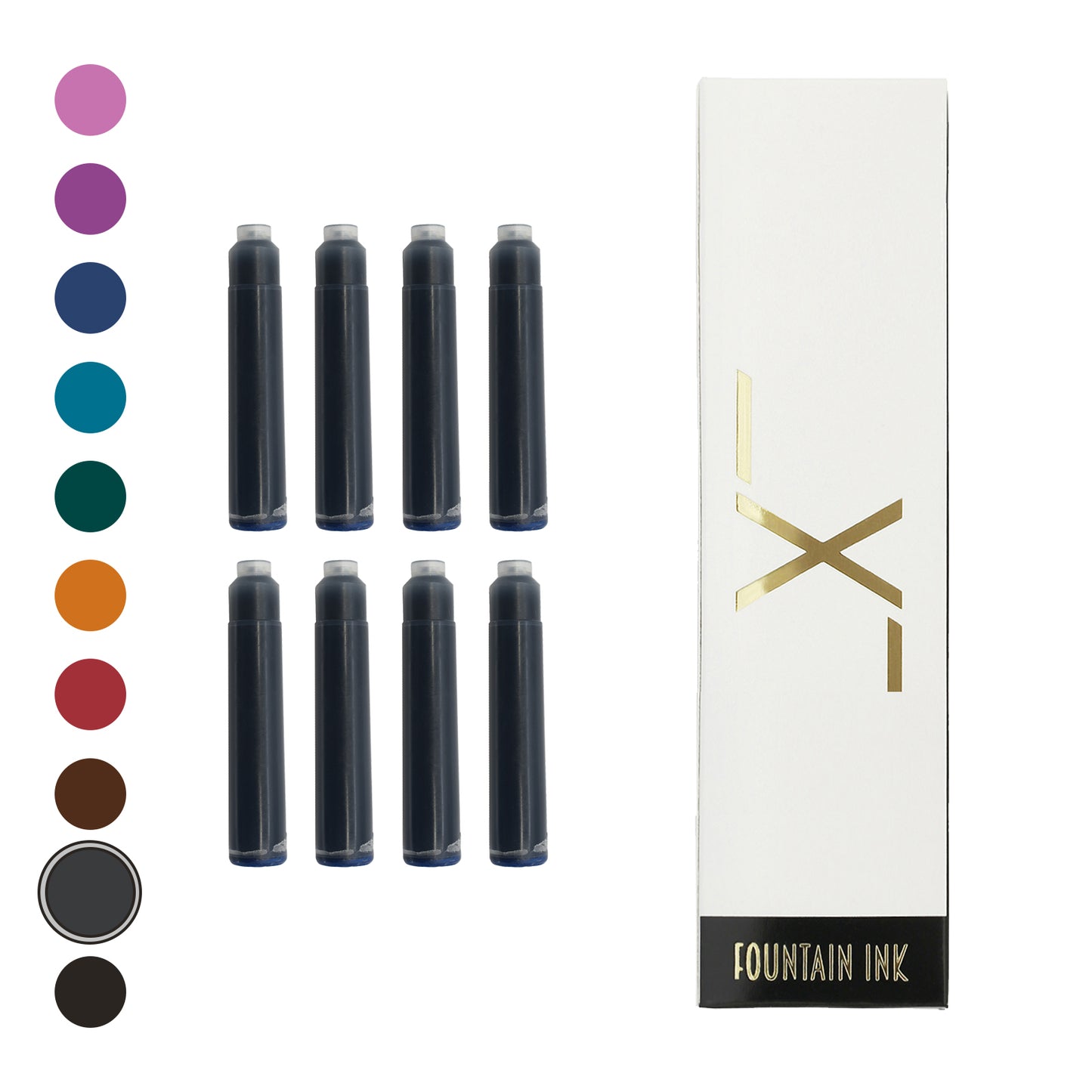 8 Xezo fountain pen ink cartridges with box - Blue-Black