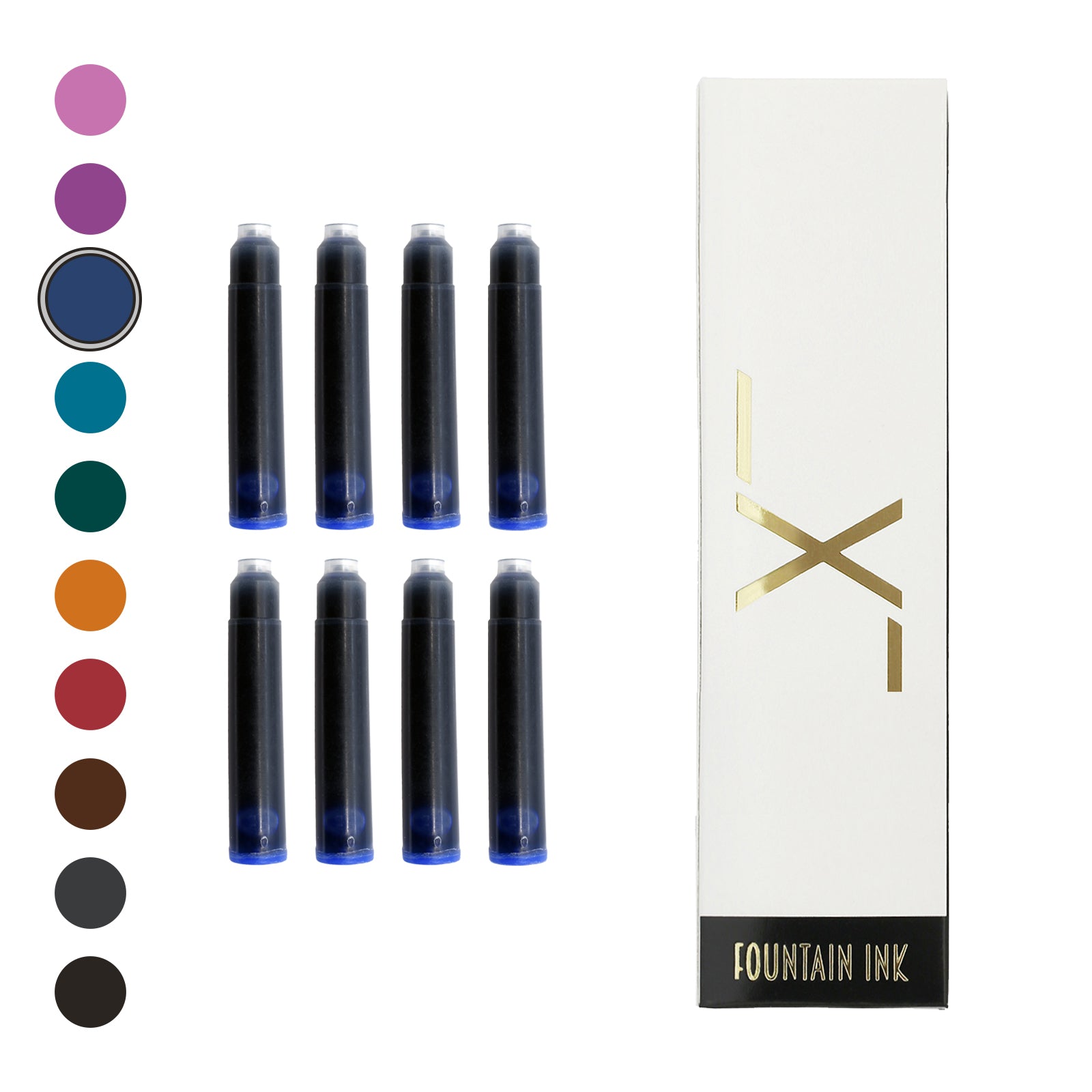 8 Xezo fountain pen ink cartridges with box - Blue