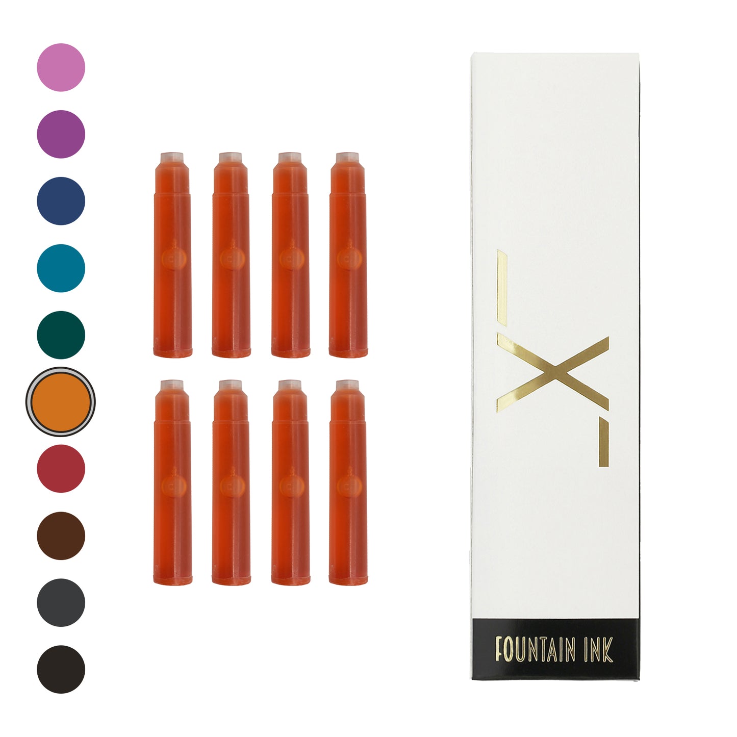 8 Xezo fountain pen ink cartridges with box - Orange