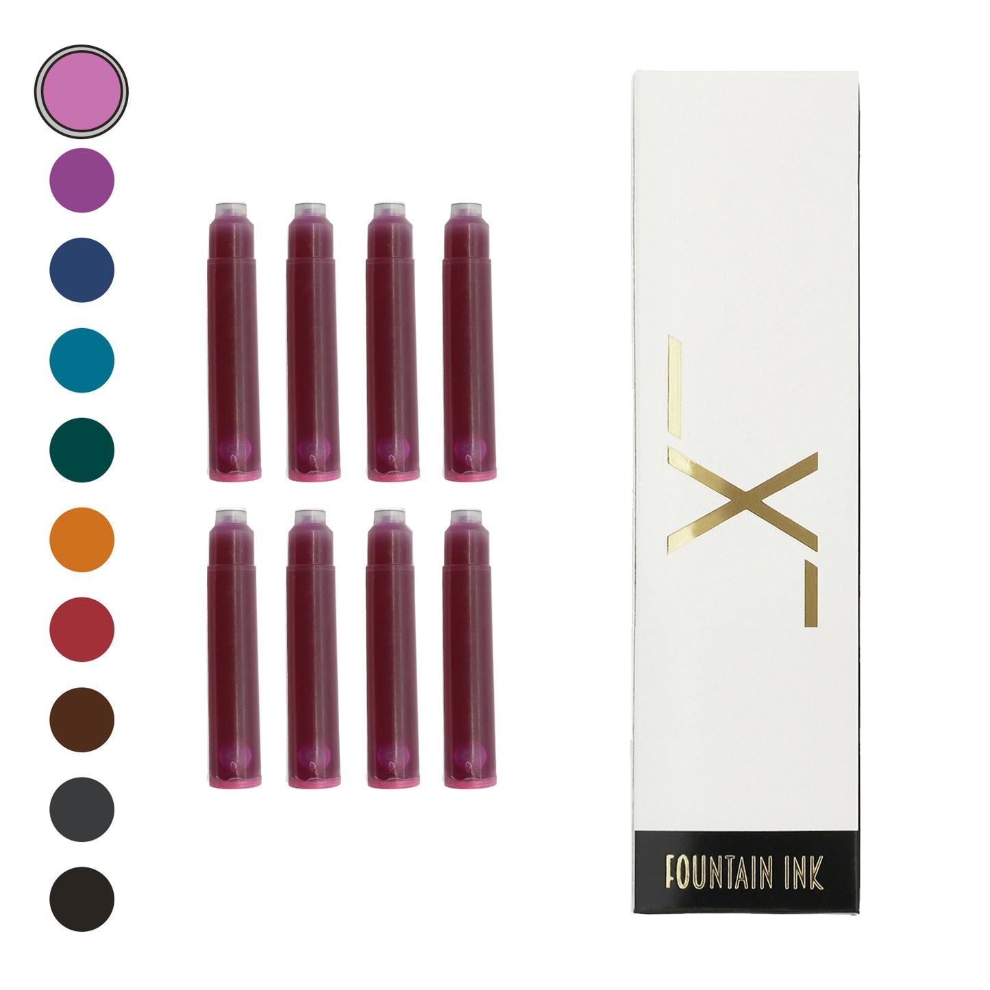 8 Xezo fountain pen ink cartridges with box - Pink