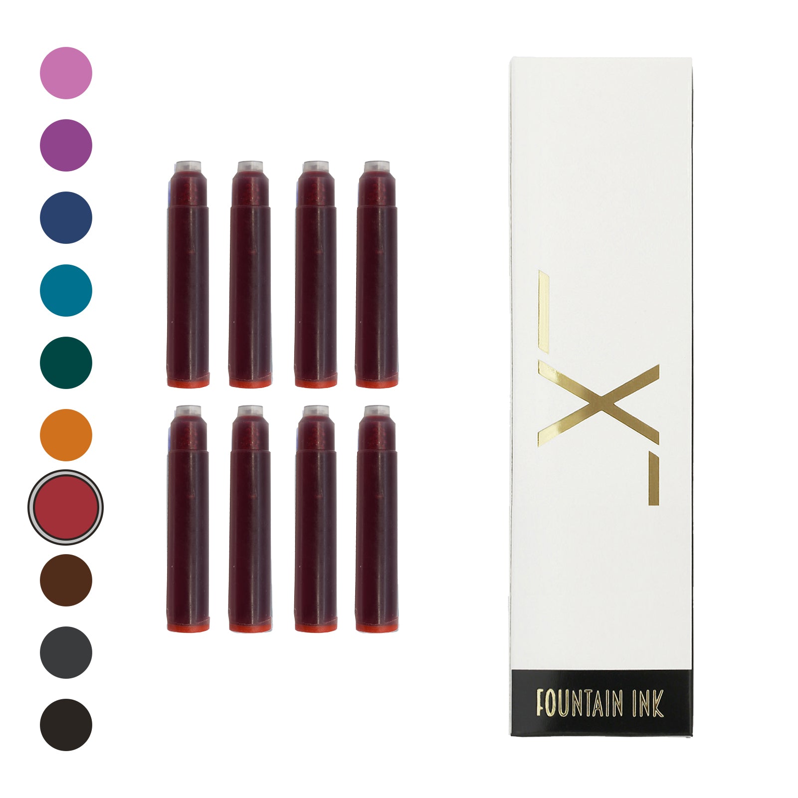 8 Xezo fountain pen ink cartridges with box - Red