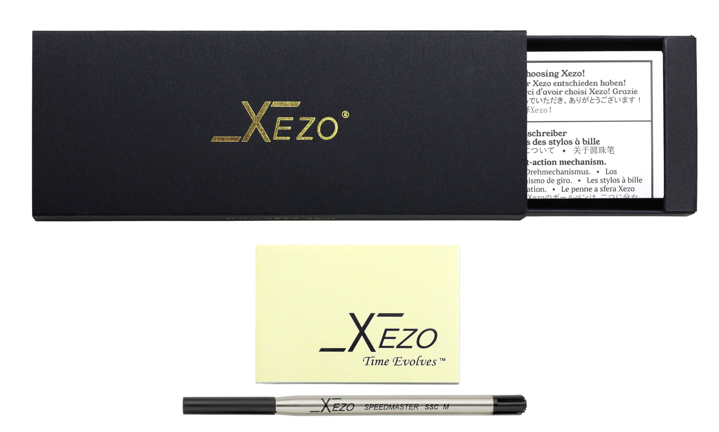 Xezo - Black gift box, certificate, manual, and ink cartridge