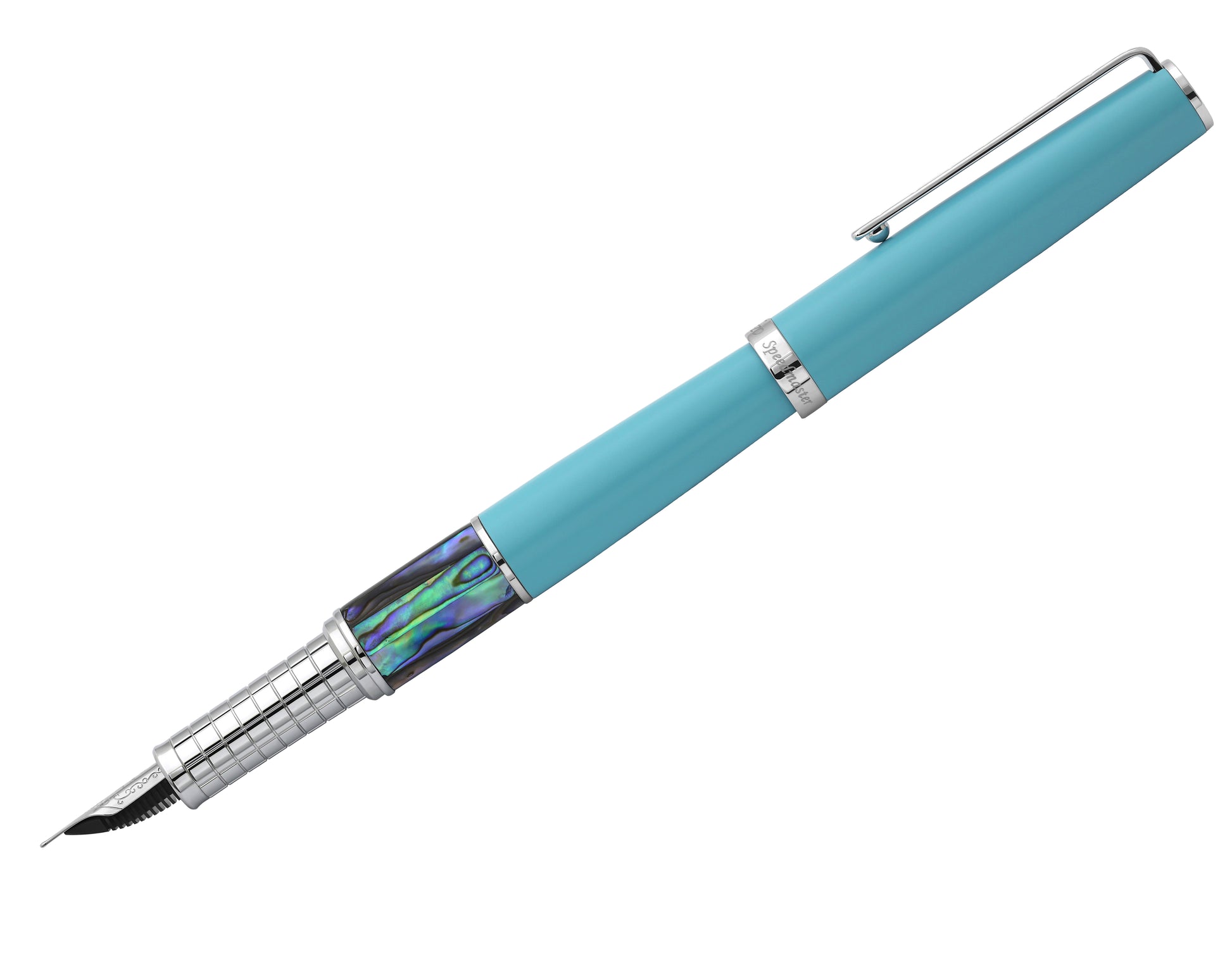 Xezo - Side view of the Speed Master Sky Blue EF-AC Fountain pen