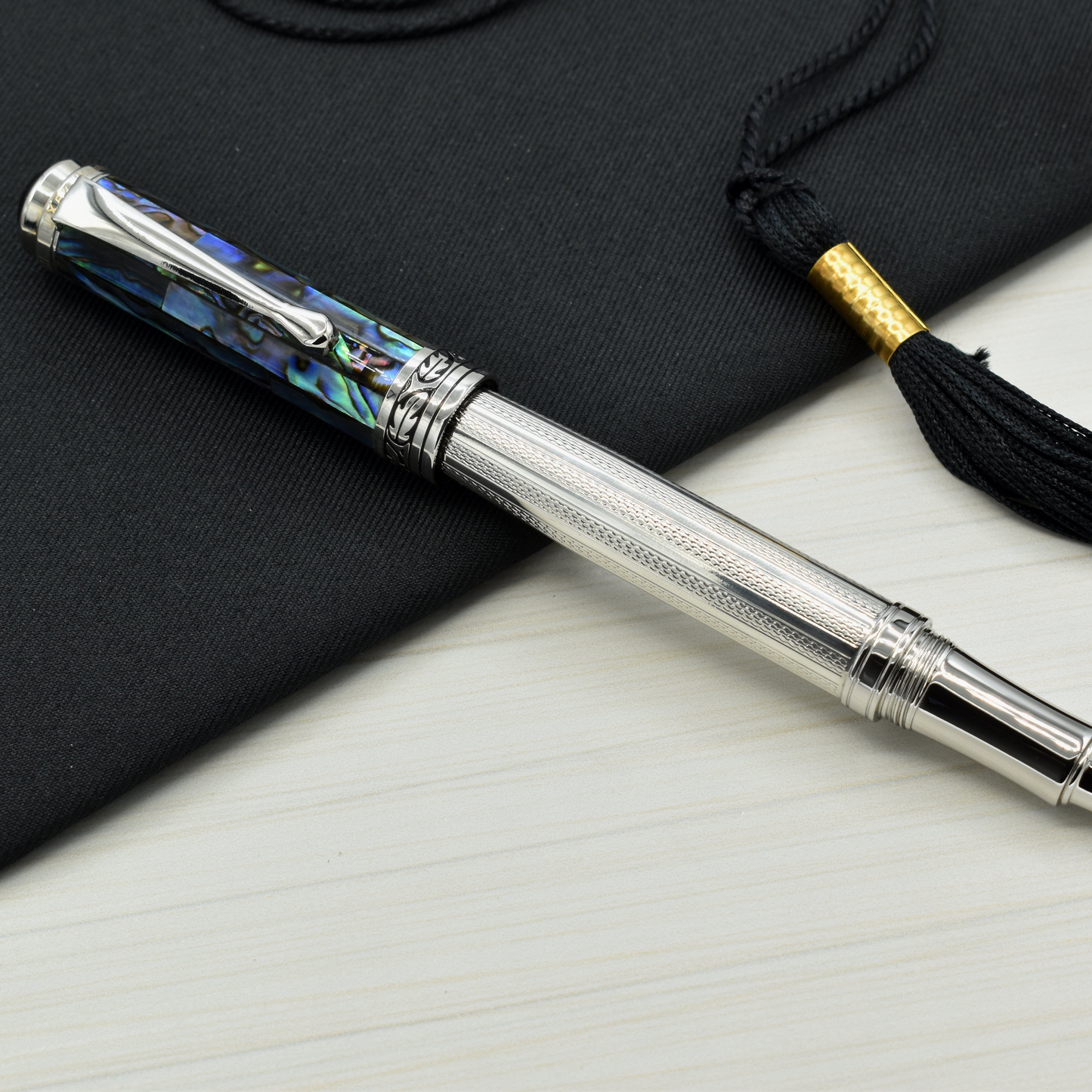 Maestro® 925 Sterling Silver Rollerball Pen - Paua Abalone Cap, Platinum Plated