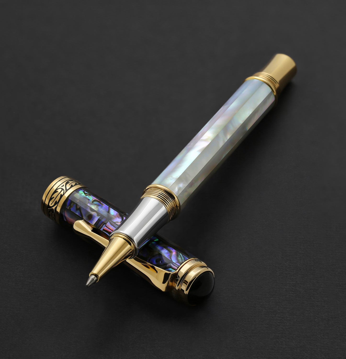 Xezo - Maestro MOP Sea Shell R Rollerball pen resting on its cap