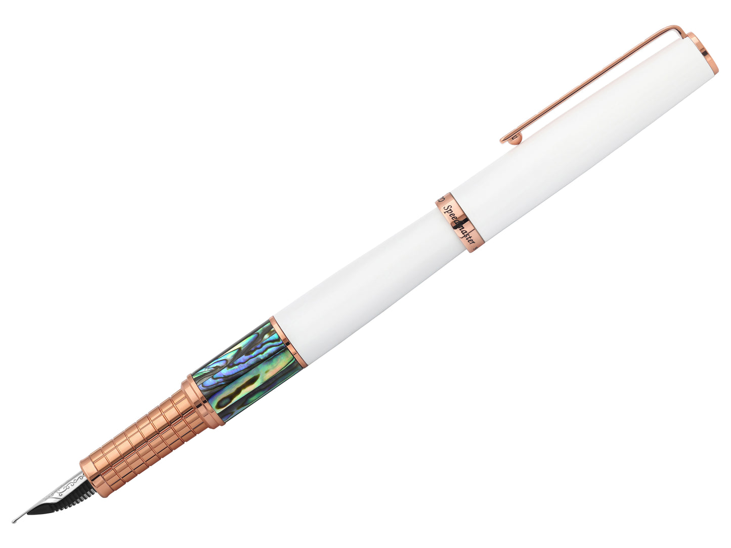 Xezo - Side view of the Speed Master White FM-ARG Fountain pen