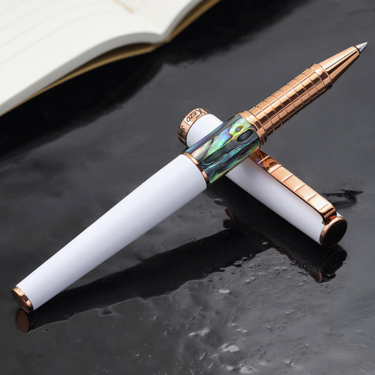 Speed Master White R-ARG Rollerball pen with a book