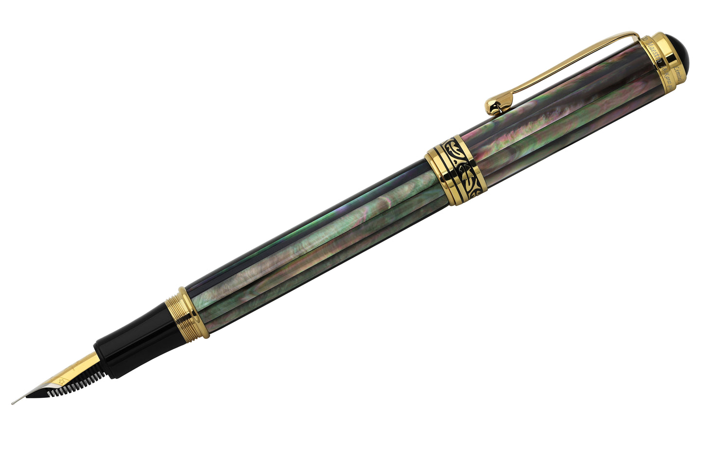 Xezo - Side view of the Maestro Tahitian Black MOP F Fountain pen