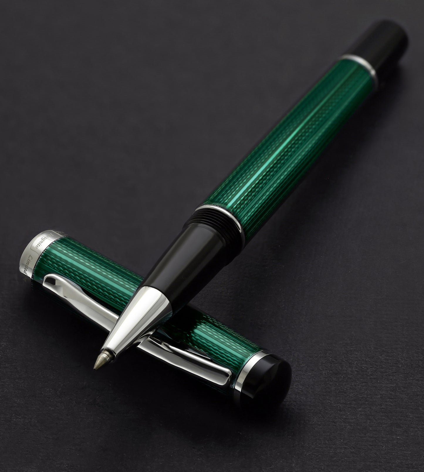 Xezo - Incognito Forest R rollerball pen resting on its cap