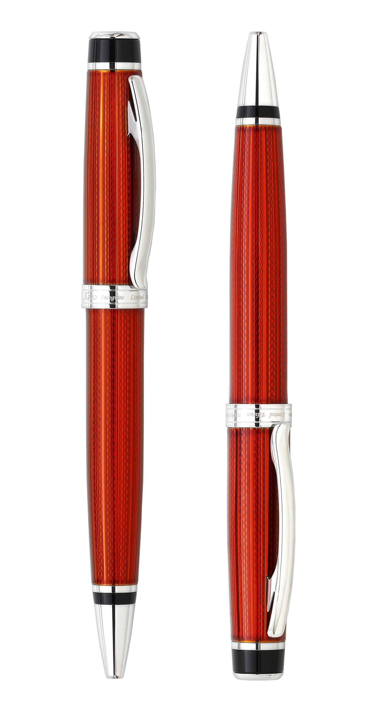Xezo - Comparison between the side view of two Incognito Sunstone B ballpoint pens