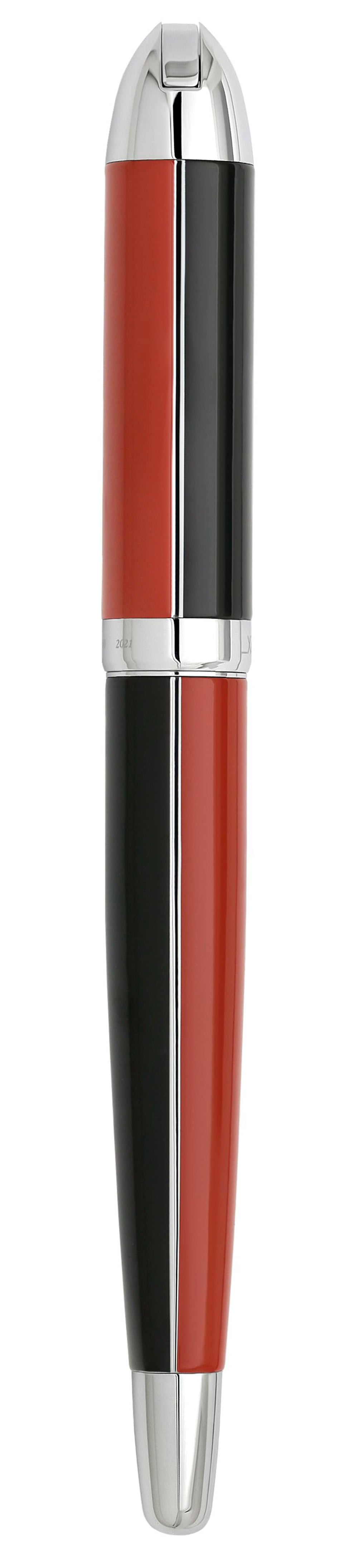 Xezo - Overview of the back of a capped Visionary Red/Black FM fountain pen