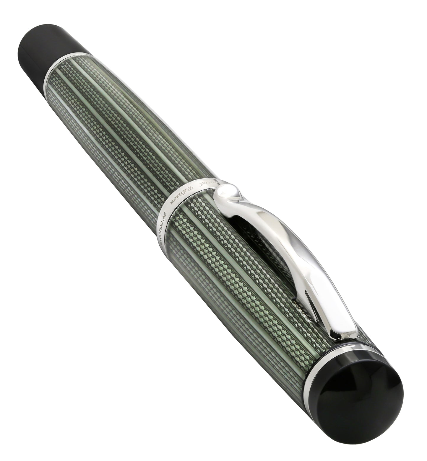 Xezo - Angled 3D view of a capped Incognito Zinc R-1 rollerball pen