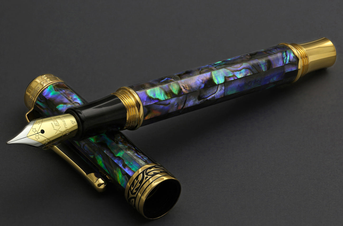 Xezo - Maestro Sea Shell FPG-1 fountain pen resting on its cap