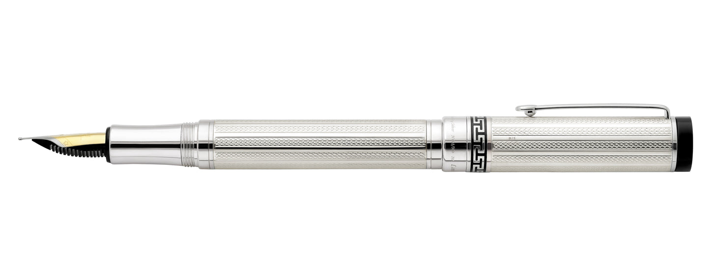 Xezo - Side view of the Tribune 925 Sterling Silver FM fountain pen