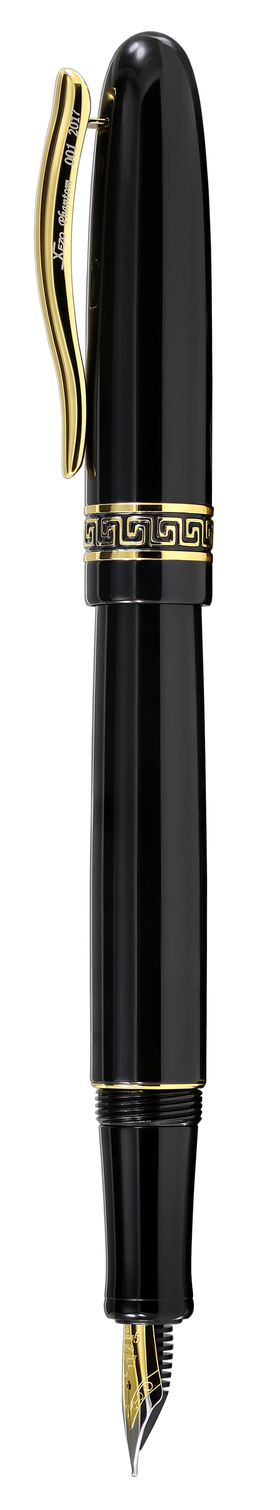 Xezo - Side view of the Phantom Classic Black F fountain pen