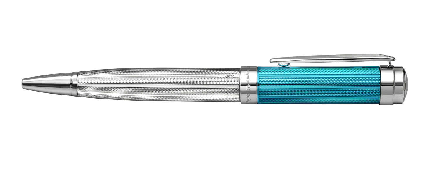 Xezo - Side view of the Incognito 925 SS Azure B ballpoint pen