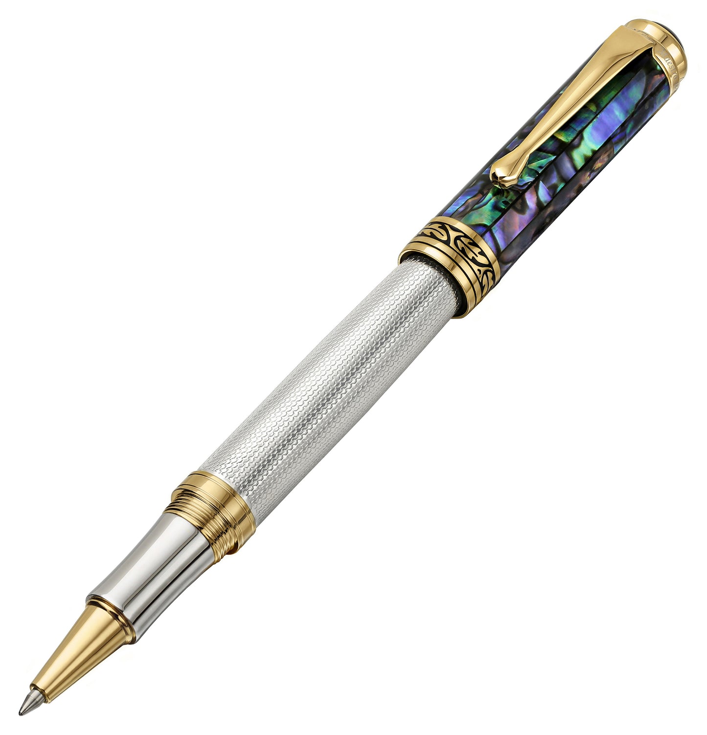 Xezo - Angled view of the front of the Maestro 925 Sea Shell R rollerball pen