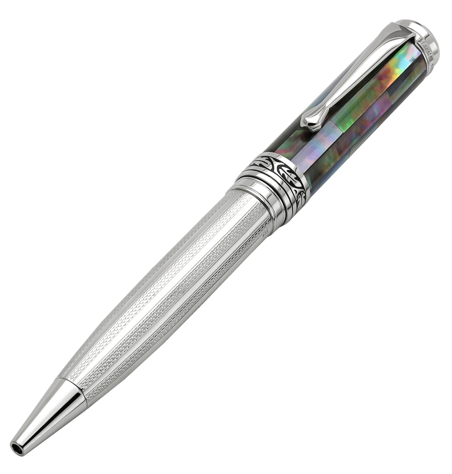 Xezo - Angled view of the front of Maestro 925 BL MOP B ballpoint pen