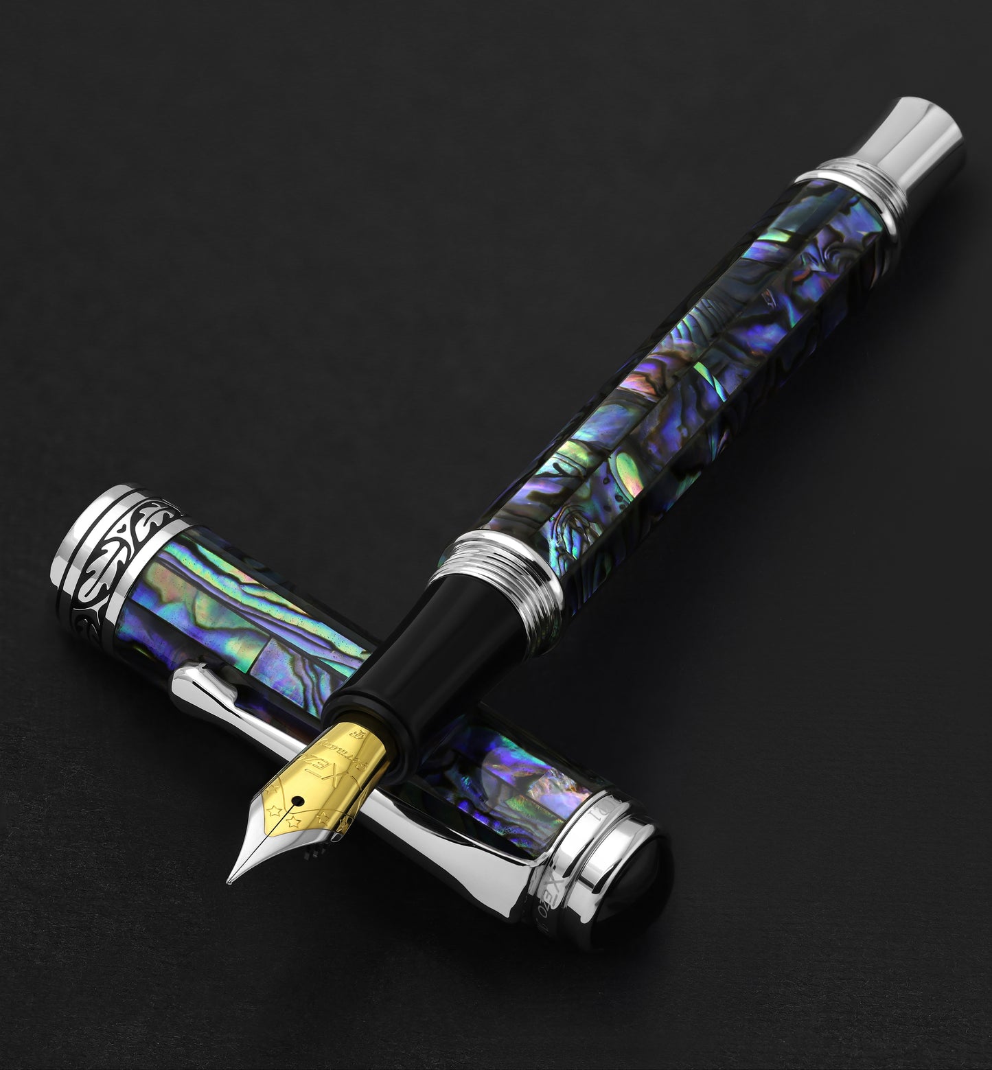 Xezo - Maestro Sea Shell FP-2 Fountain pen resting on its cap