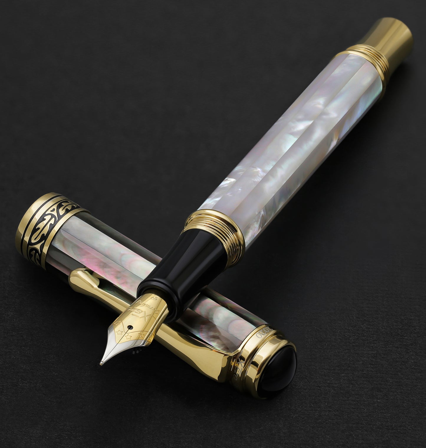 Xezo - The Maestro MOP FG fountain pen resting on its cap
