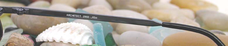 Xezo - Right temple of the Architect 2950 sunglasses from inside. The print on the temple reads "ARCHITECT 2950 Xezo".