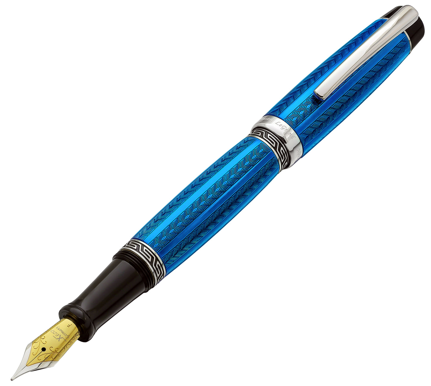 Xezo -Angled front view of the Maestro LeGrand Tanzanite  F fountain pen