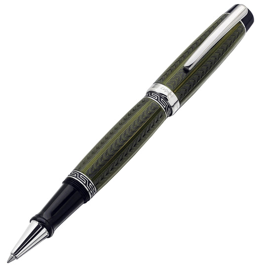 Xezo - Angled front view of the Maestro LeGrand Moldavite R rollerball pen