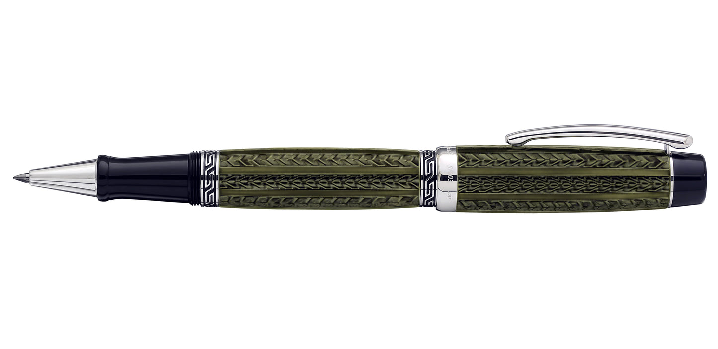 Xezo - Side view of the Maestro LeGrand Moldavite R rollerball pen
