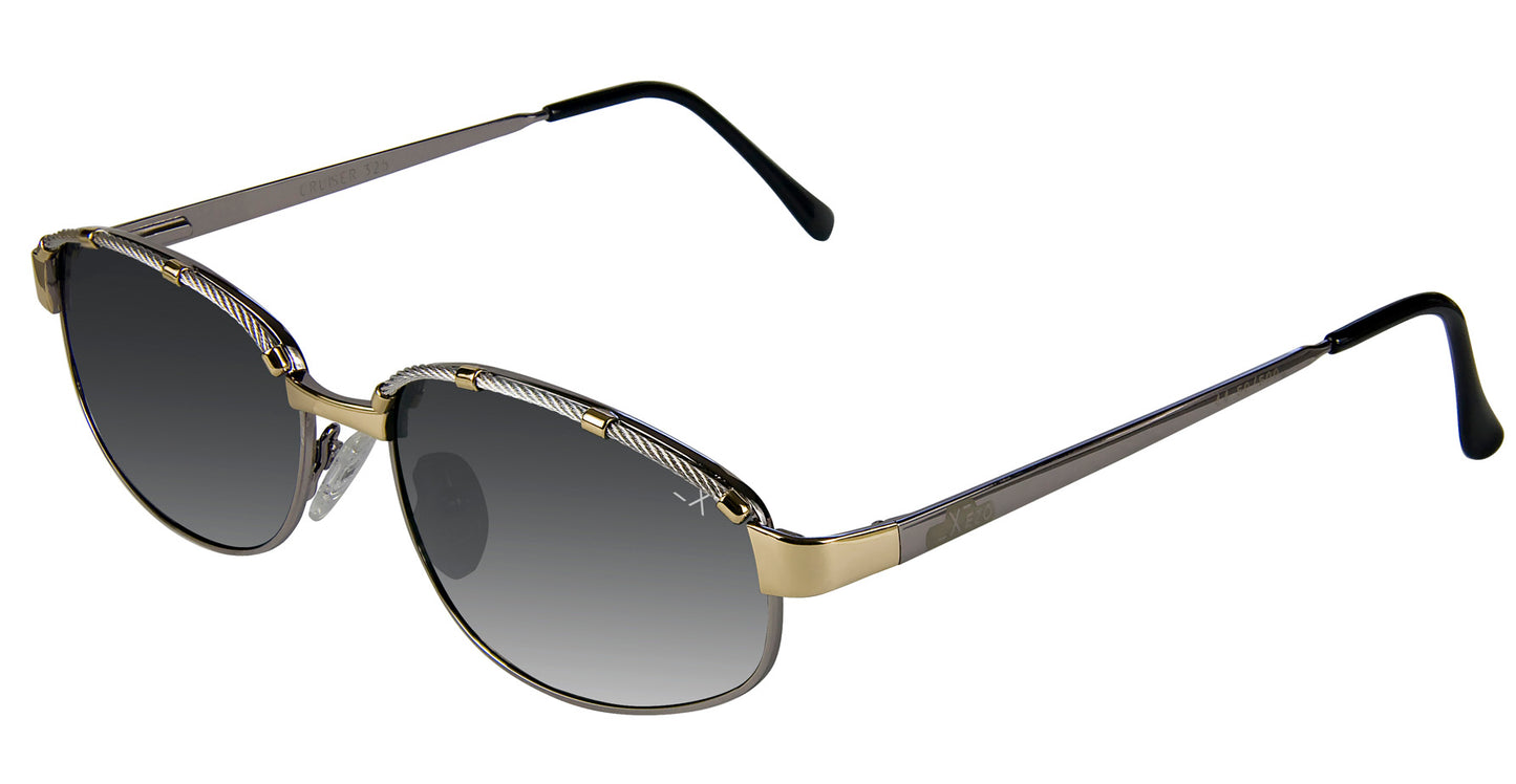 Xezo - Angled view of the front of a pair of Cruiser 325 Cable (Gray Titanium) sunglasses