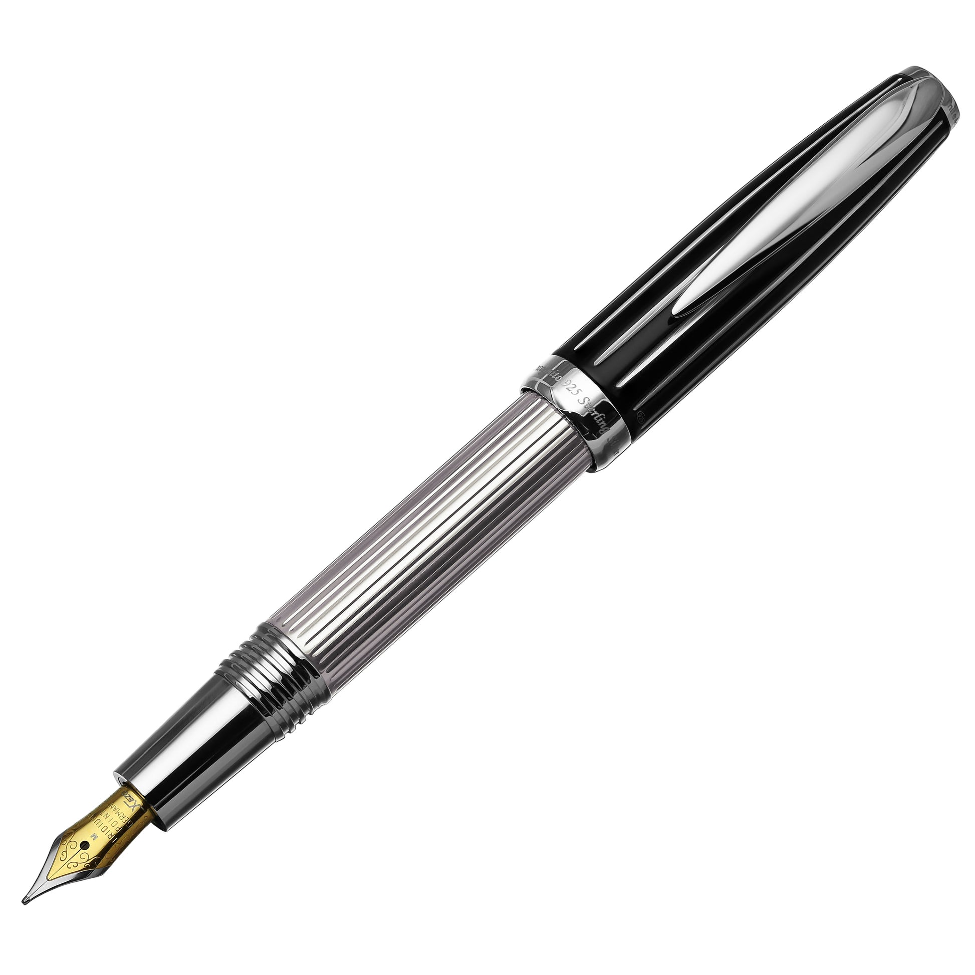 Xezo - Front view of the Incognito 925 Sterling Silver F fountain pen
