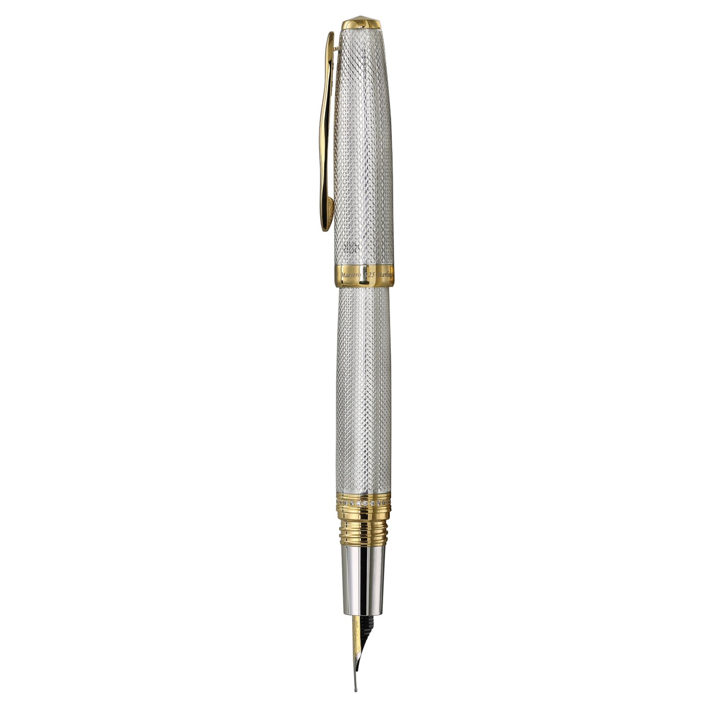 Xezo - Side view of the Maestro 925 Sterling Silver F-2 fountain pen