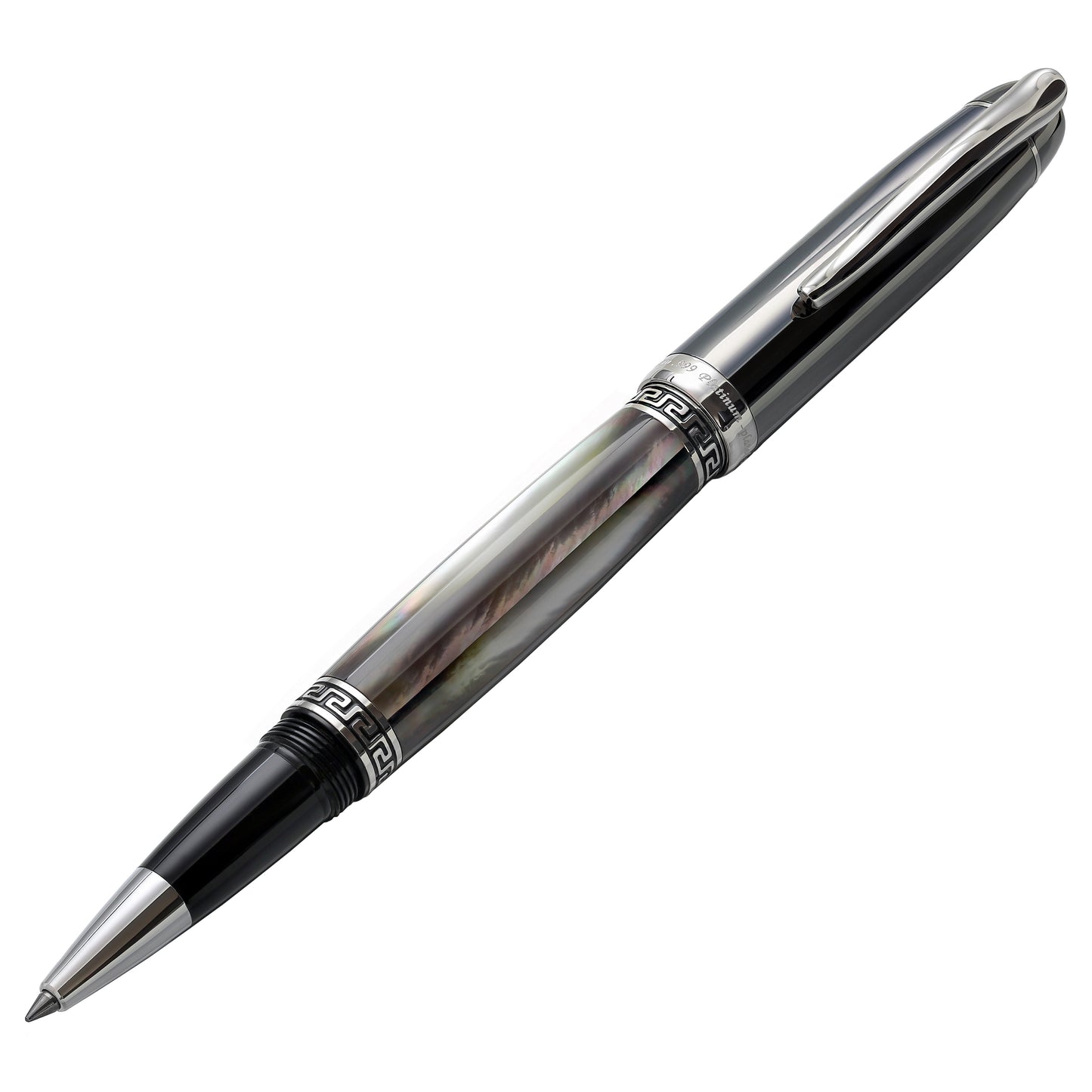 Xezo - Front view of the Maestro Black MOP Tungsten R-PL rollerball pen