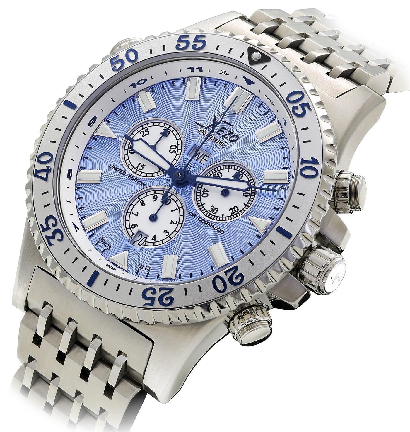 Xezo - Angled front view of the Air Commando D45-SB watch