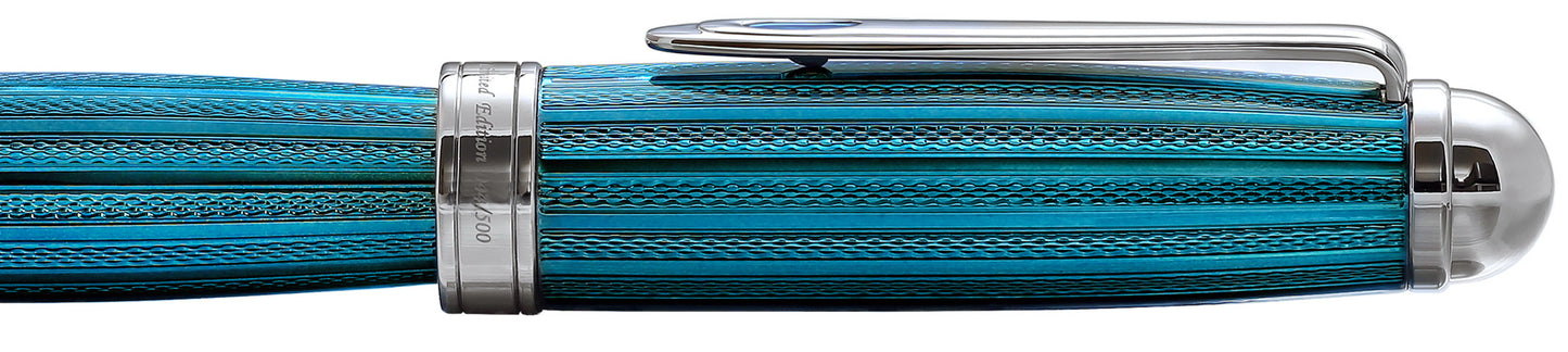 Xezo - Side view of a capped Freelancer Venetian Blue F-2 fountain pen