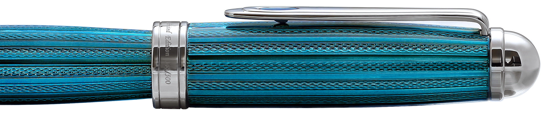 Xezo - Side view of a capped Freelancer Venetian Blue F-2 fountain pen