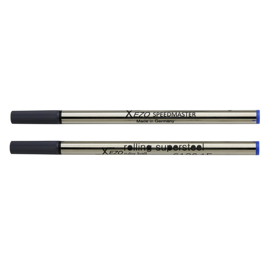 Xezo - Two capped blue gel ink rollerball cartridges - Xezo Speedmaster Blue 6126 Rollerball Refills - Pack of 2