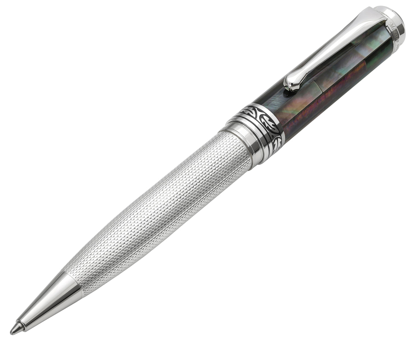 Xezo Maestro® 925 Sterling Silver Ballpoint Pen - Black Mother of Pearl Cap