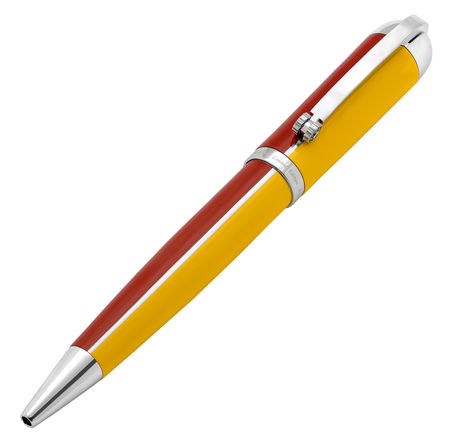 Xezo - Angled 3D view of the front of the Visionary Aspen/Red B Ballpoint pen