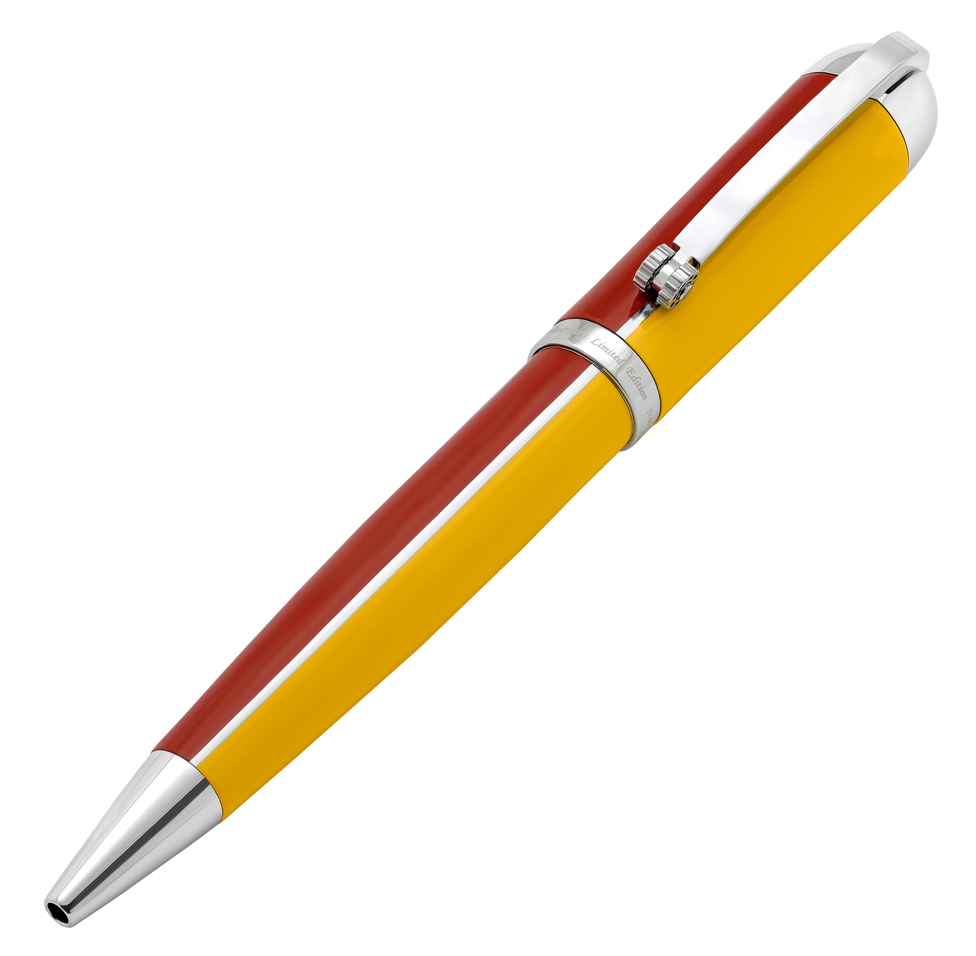 Xezo - Angled 3D view of the front of the Visionary Aspen/Red B Ballpoint pen