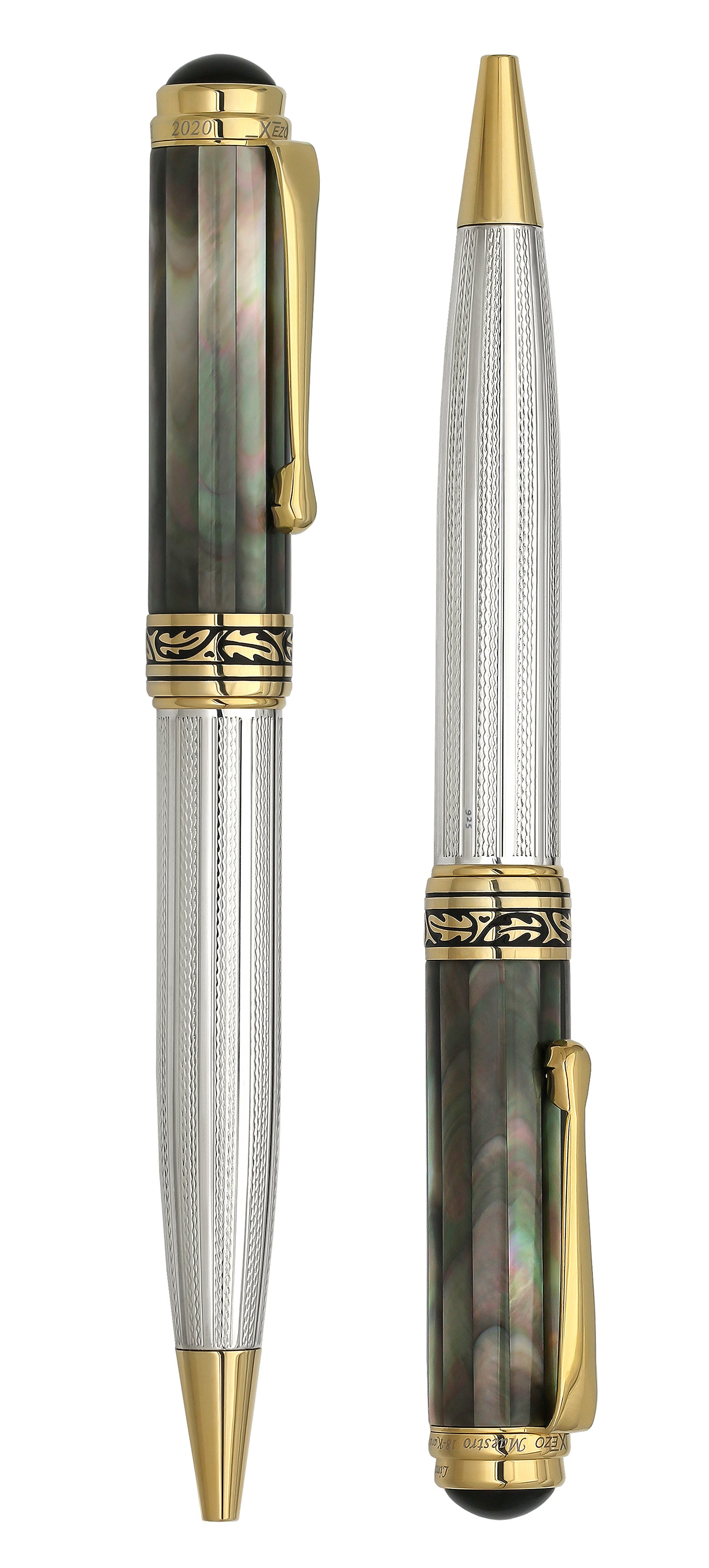 Xezo - Vertical view of two Maestro 925 BL MOP BG Ballpoint pens