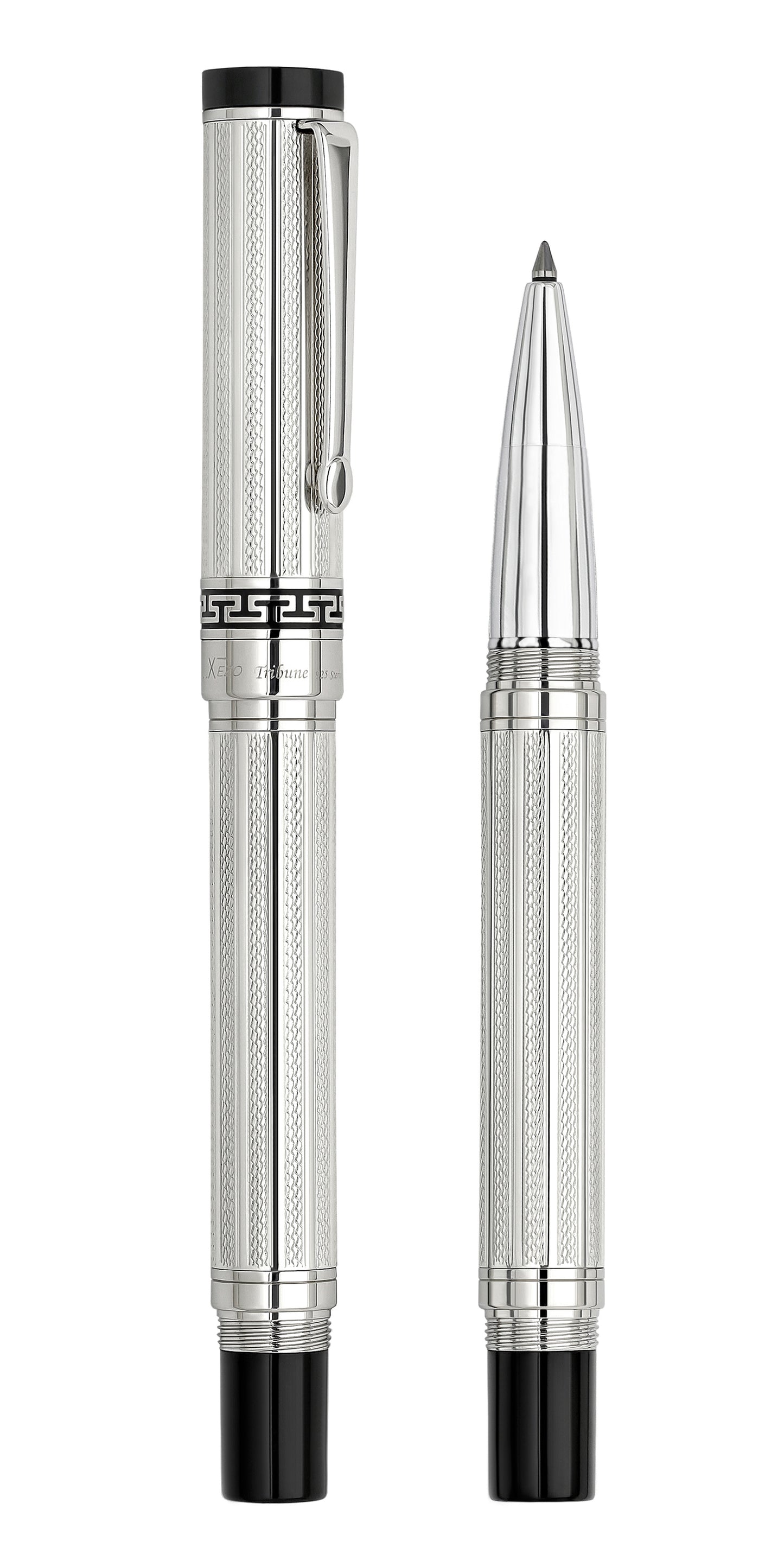 Xezo – comparison between capped and uncapped Tribune 925 Sterling Silver R rollerball pens