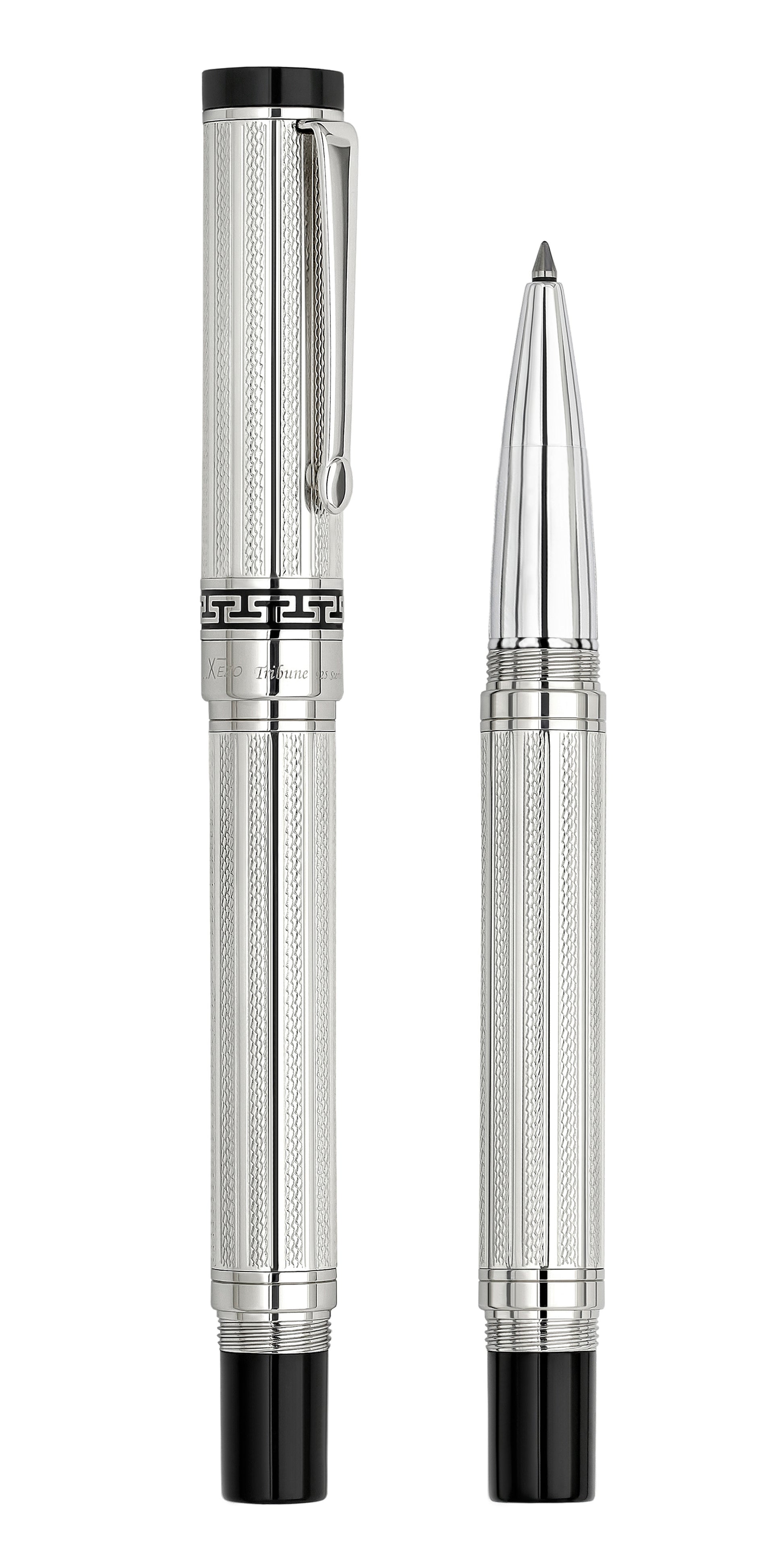 Xezo – comparison between capped and uncapped Tribune 925 Sterling Silver R rollerball pens