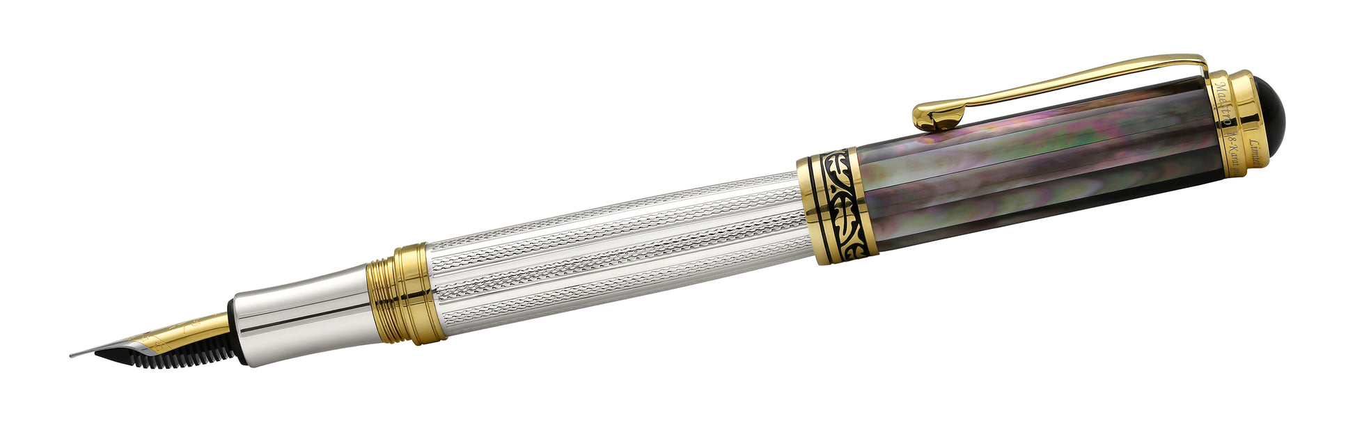 Xezo - Side view of the Maestro 925 BL MOP FG Fountain pen