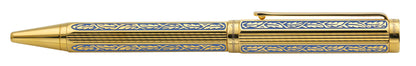 Legionnaire Diamond-Cut Twist-Action Ballpoint Pen – 18K Gold-Layered, Hand-Etched Egyptian Blue Lacquer