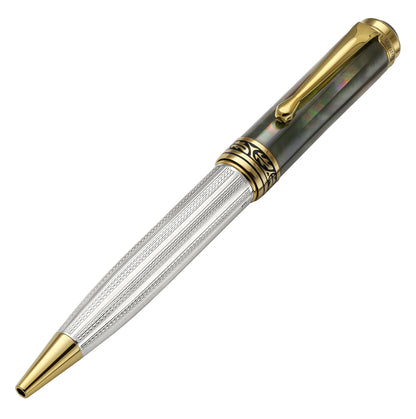 Xezo - Angled 3D view of the front of the Maestro 925 BL MOP BG Ballpoint pen