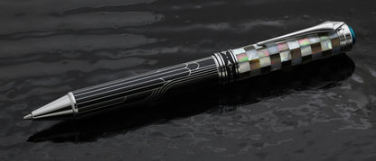 Xezo Maestro® Streamliner BW MOP Labradorite B displayed on a textured dark gray surface.