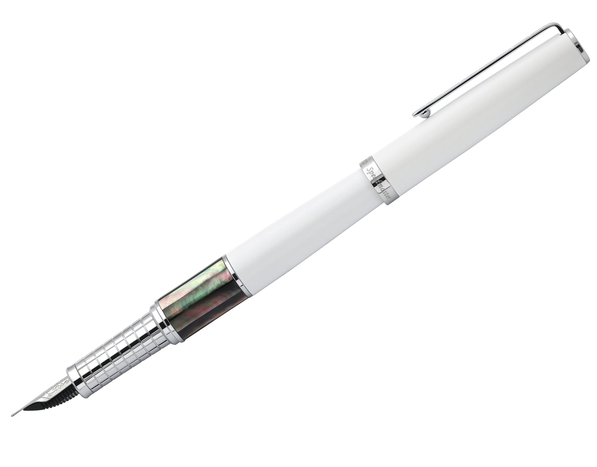 Xezo - Side view of the Speed Master White EF-BC Fountain pen