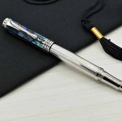Maestro® 925 Sterling Silver Rollerball Pen - Paua Abalone Cap, Platinum Plated