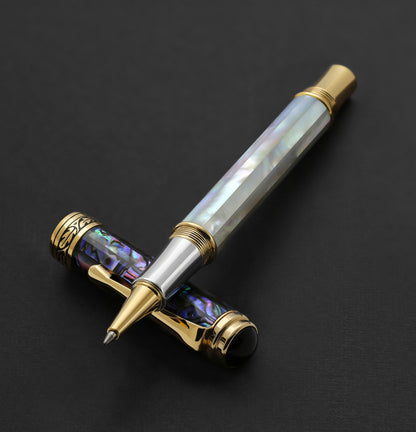 Xezo - Maestro MOP Sea Shell R Rollerball pen resting on its cap